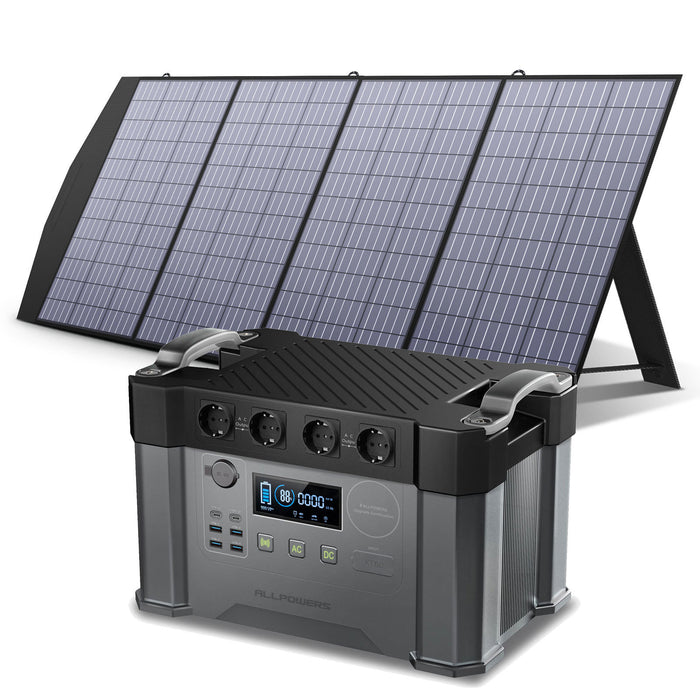 ALLPOWERS Portable Power Station 110/230V Home/Outdoor Emergency Backup Power, 700W / 2000W Solar Generator With 200W Solarpanel