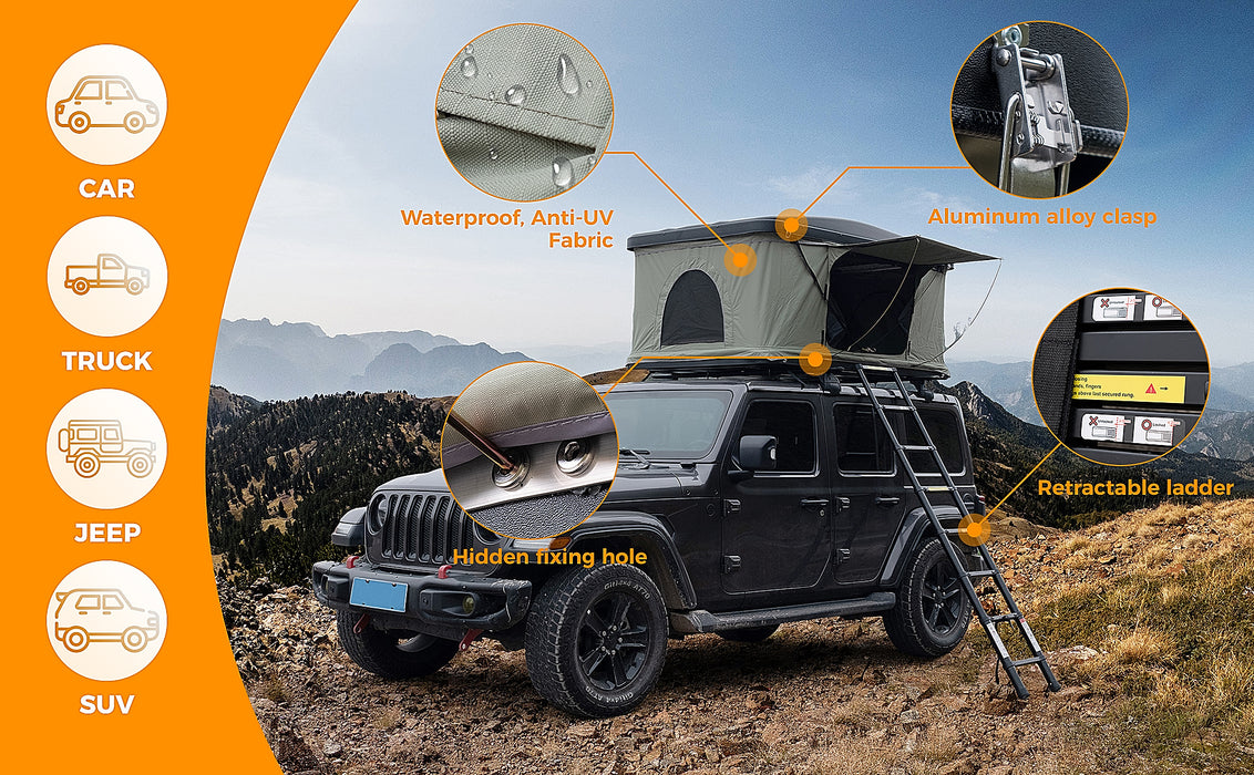 Trustmade Hard Shell Rooftop Tent 2mins Setup 100% Waterproof 50mm Mattress Pick Up Available